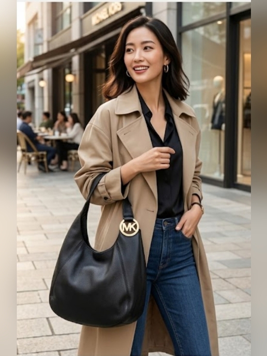 Michael Kors Handbags - Michael Kors  Shoulder Hobo with Gold MK Charm .Came With MK Dust Bag .